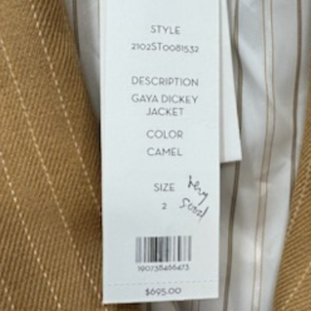 Veronica Beard Gaya Dickey Jacket 2 NEW $695 Camel Stripe‎ Blazer Linen Career - Picture 3 of 8